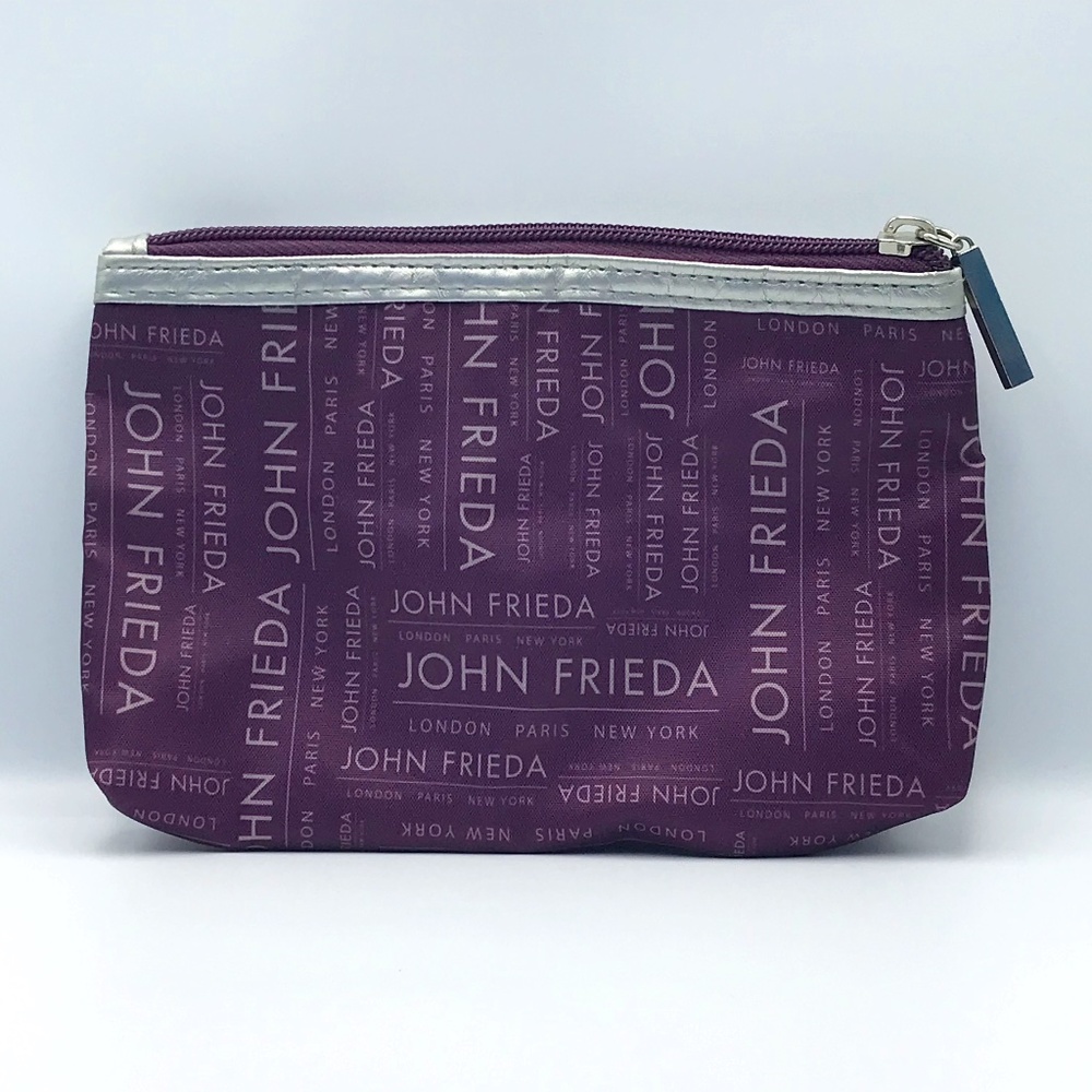NWOT John Frieda Merlot & Silver Make Up Bag
